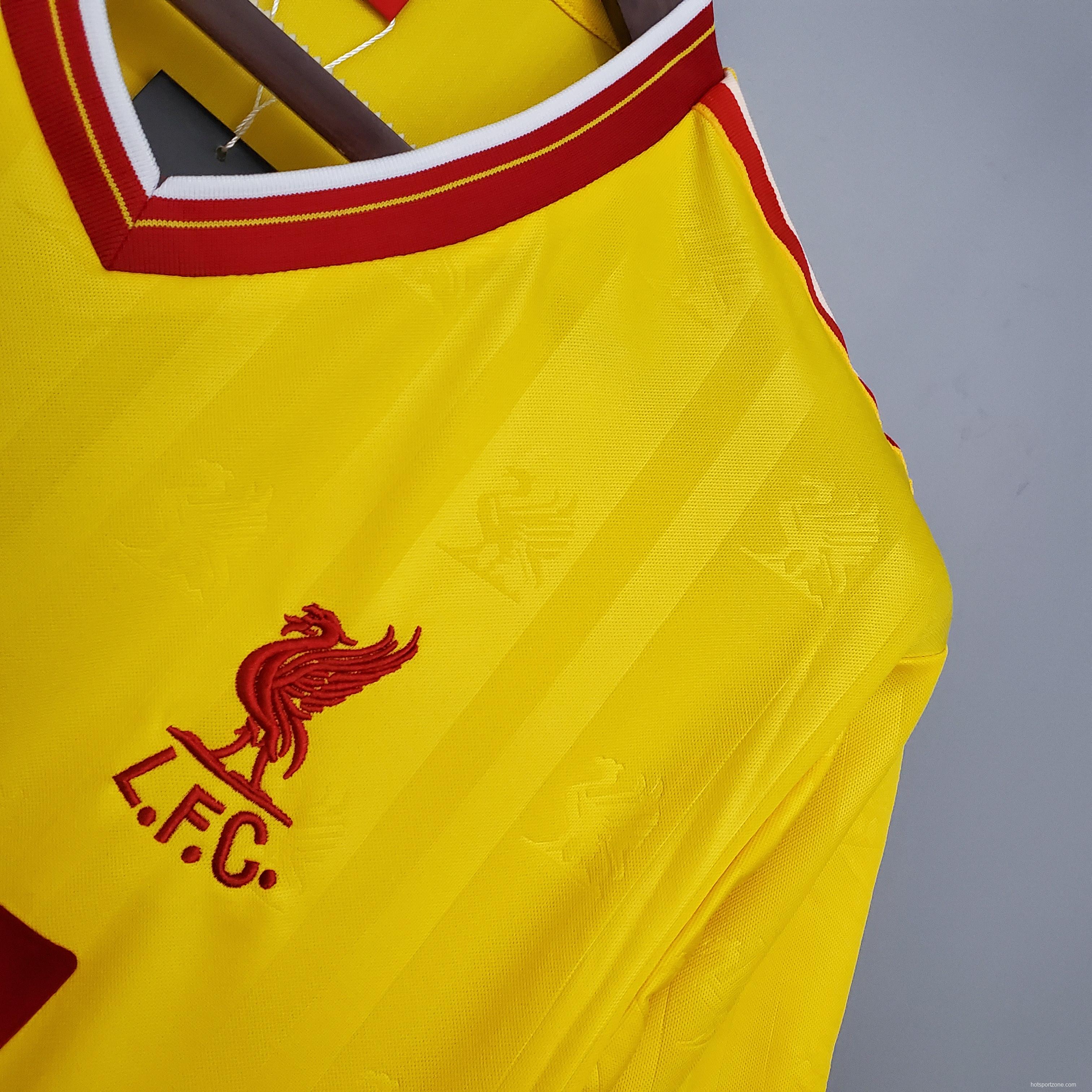 Retro 85/86 Liverpool away yellow Soccer Jersey