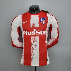 21/22 player version long sleeve Atletico Madrid home Soccer Jersey