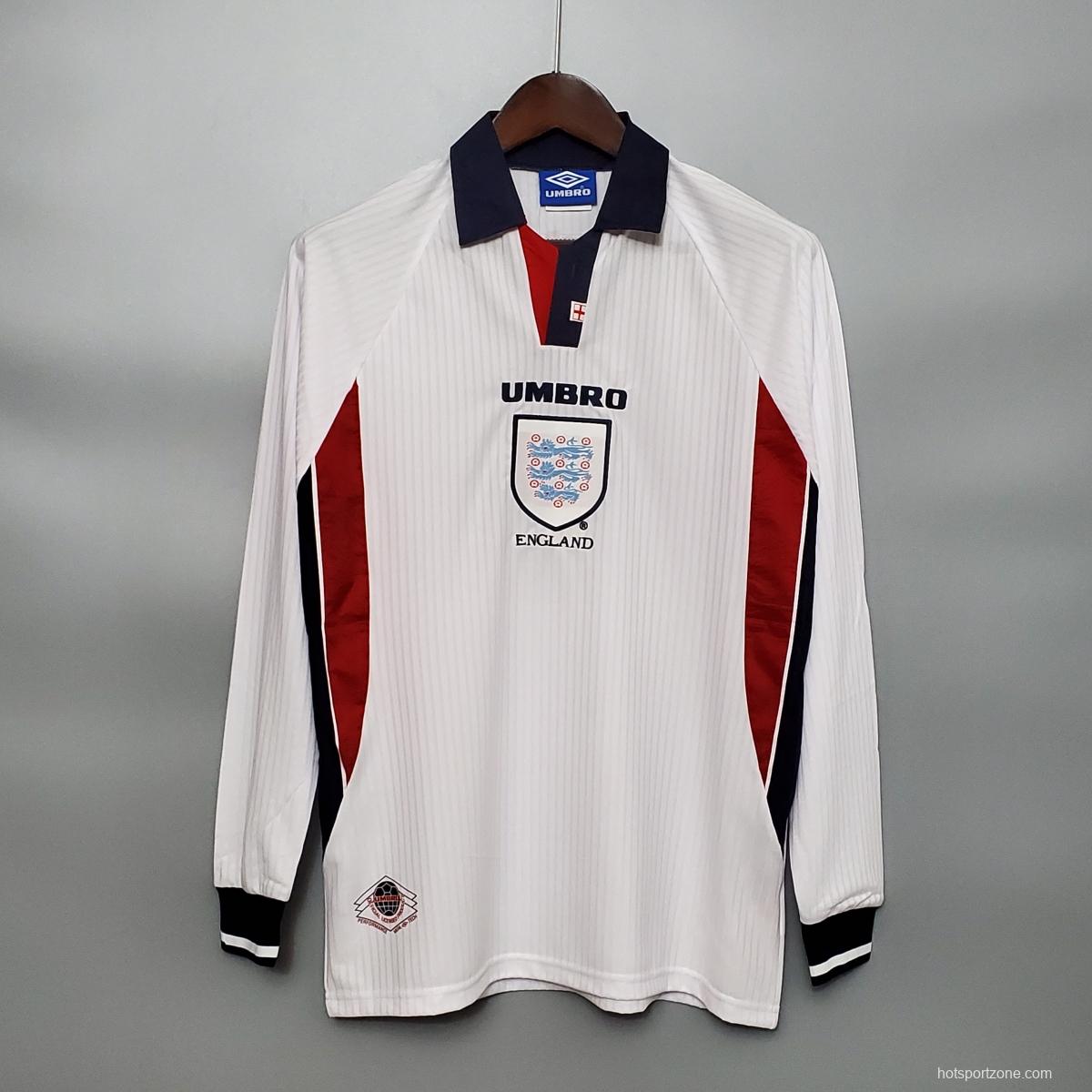 Retro Long Sleeve 1998 England home S- XXL Soccer Jersey