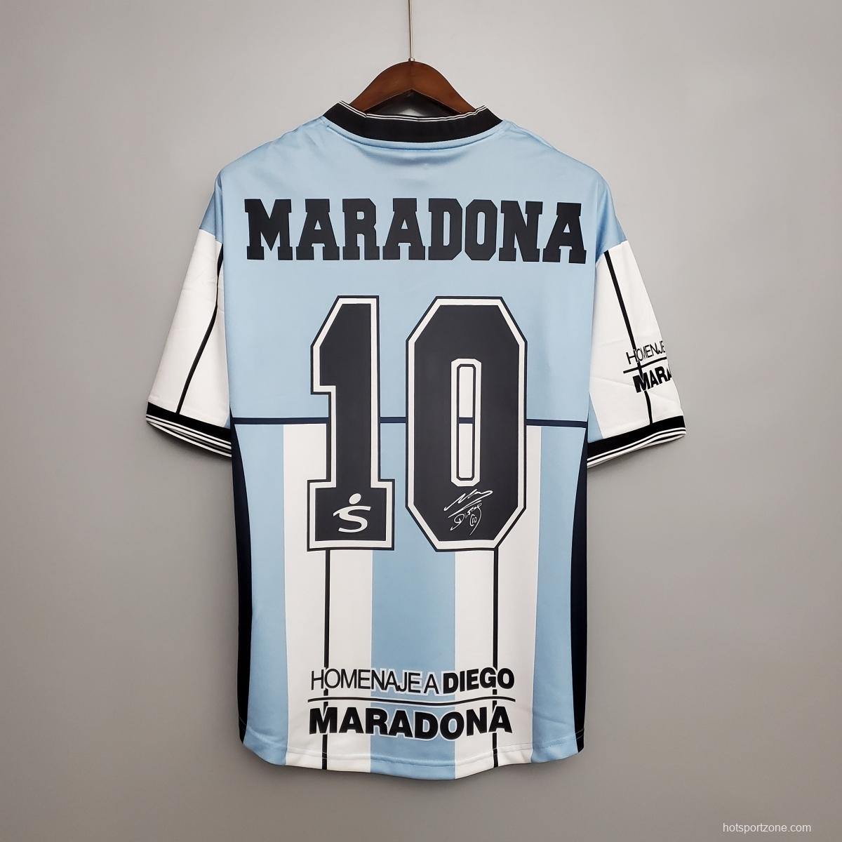 Retro 2001 Argentina Maradona #10 Commemorative Edition Soccer Jersey