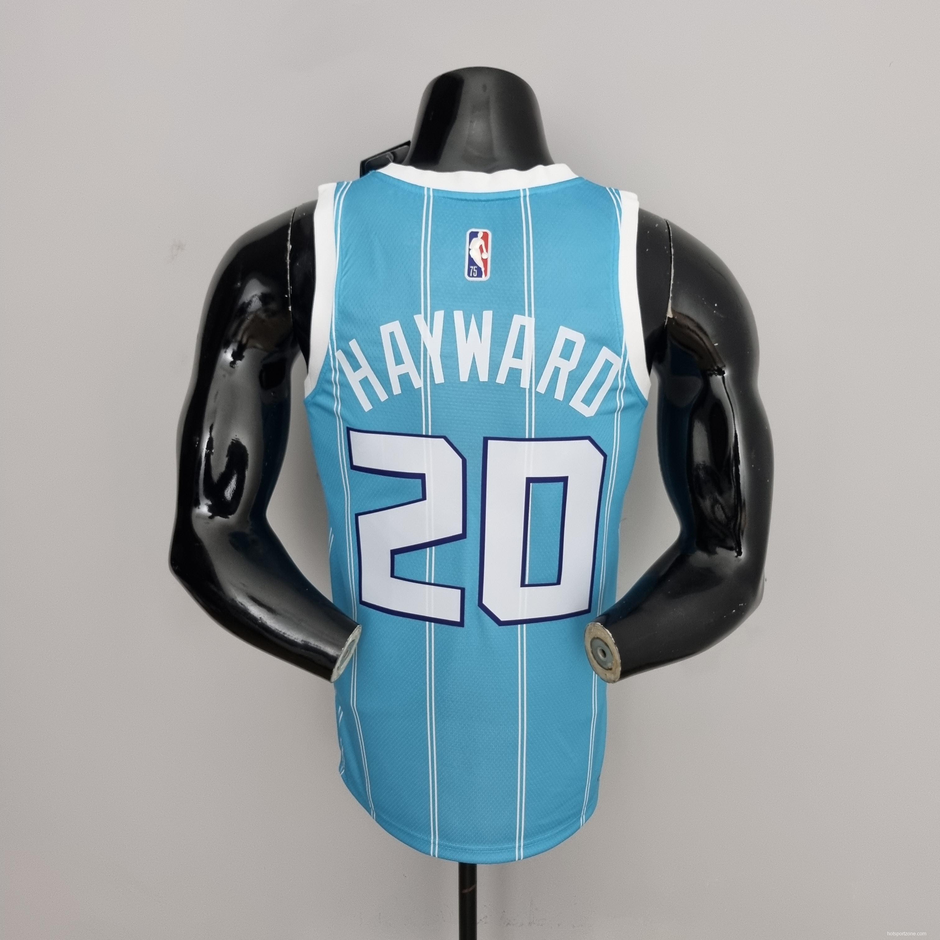 75th Anniversary Hayward #20 Charlotte Hornets Blue NBA Jersey