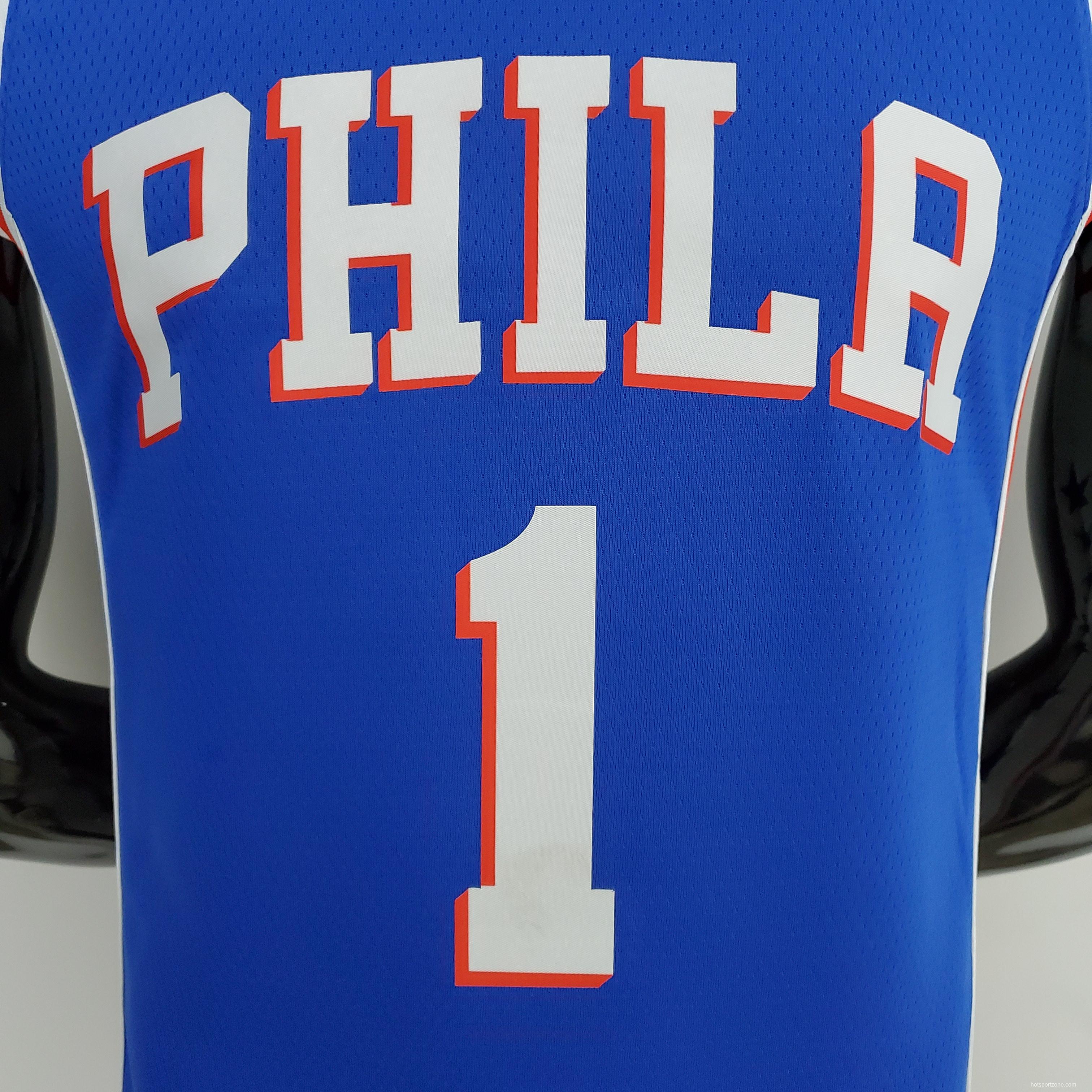 75th Anniversary Philadelphia 76ers HARDEN#1 Blue NBA Jersey