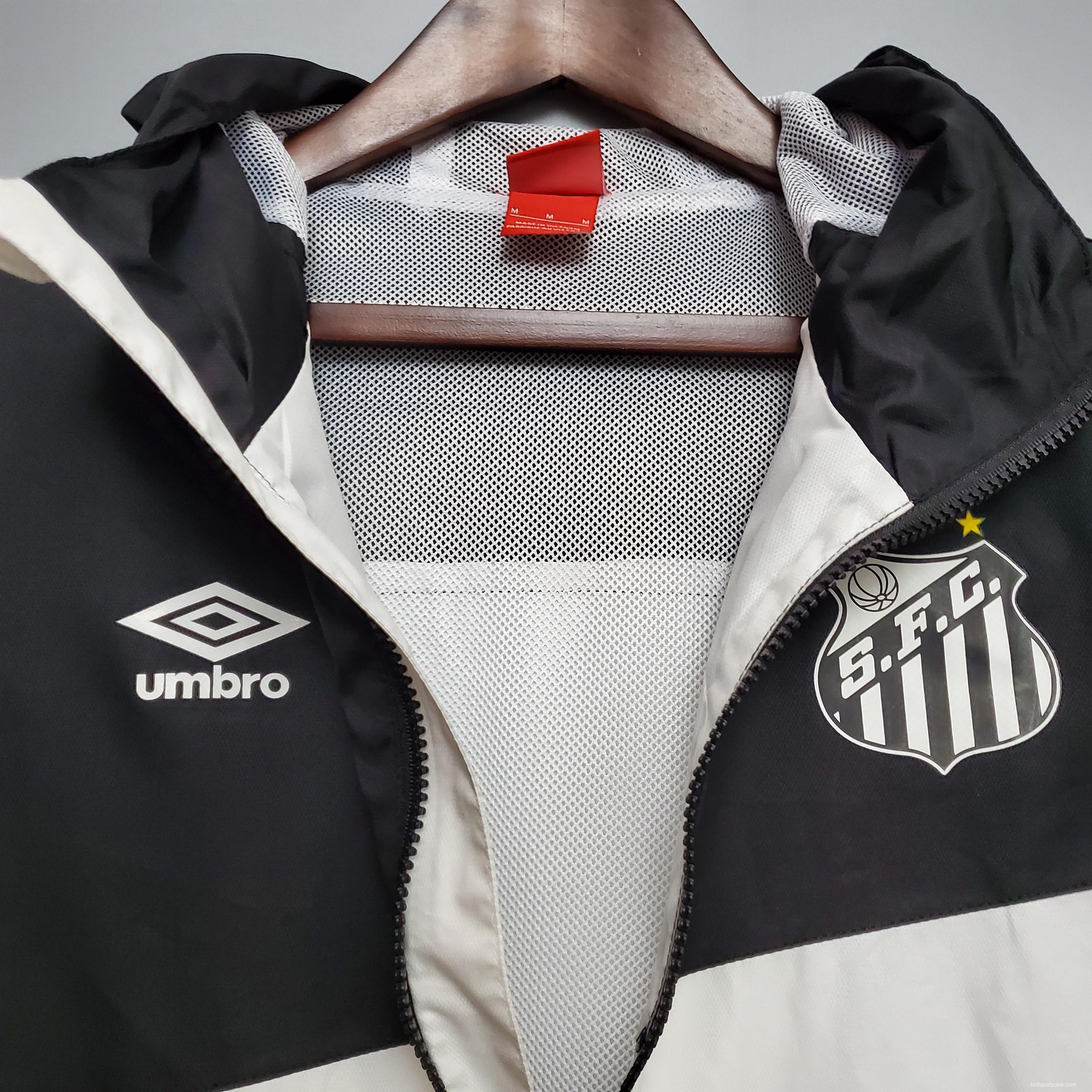 Windbreaker Santos Black and White Soccer Jersey