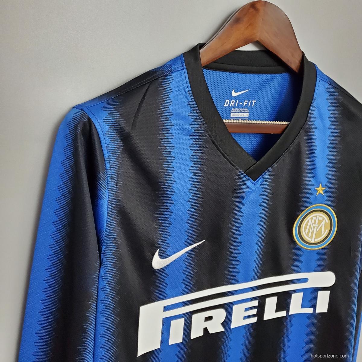Retro long-sleeved 10/11 Inter Milan home Soccer Jersey