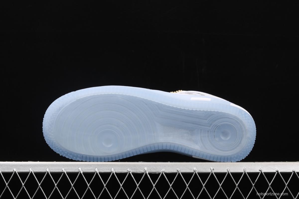 NIKE Air Force 1 React QS Light Bone Analysis of Ice Blue low Upper Board shoes CQ8879-100