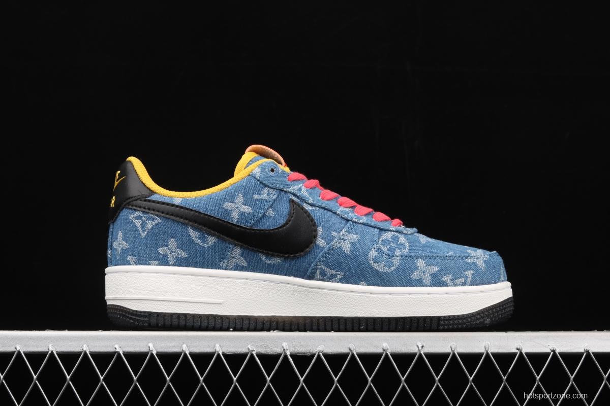 NIKE Air Force 1y07 Levitte denim series LV co-named leisure sports board shoes 315111-222,