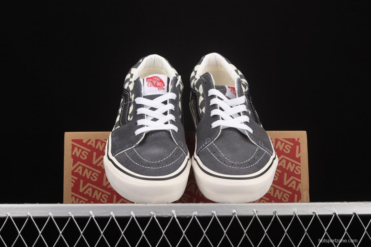 Vans Suede Sk8-Low grey rice and white checkerboard check low-top casual board shoes VN0A4UUK2V4
