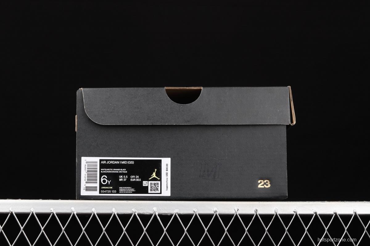 Air Jordan 1 Mid black and white Zhongbang basketball shoes 554725-133