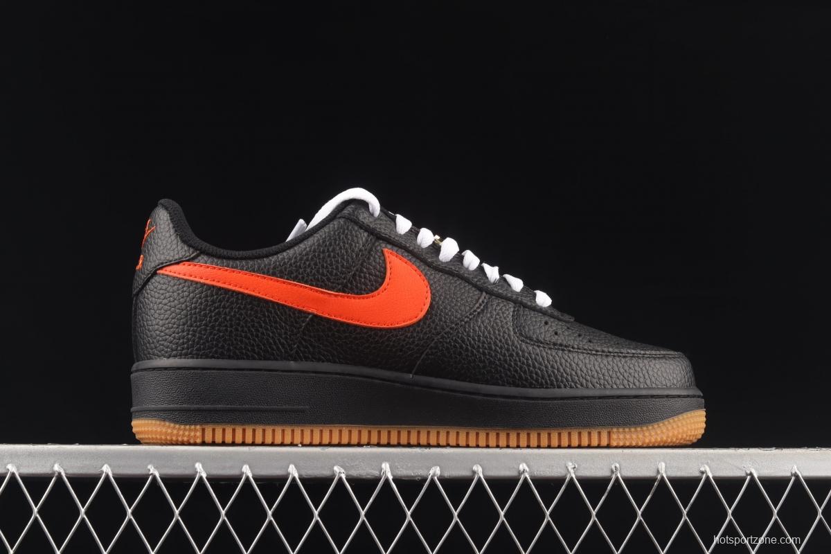 NIKE Air Force 1y07 Low raw rubber black and red litchi pattern low-top casual board shoes AA4082-001