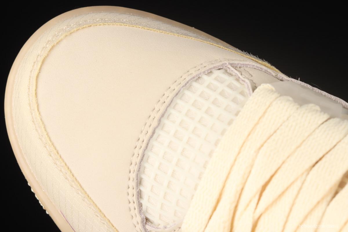 OFF-White x Air Jordan 4 Retro Cream/Sail help retro leisure sports culture basketball shoes CV9388-100