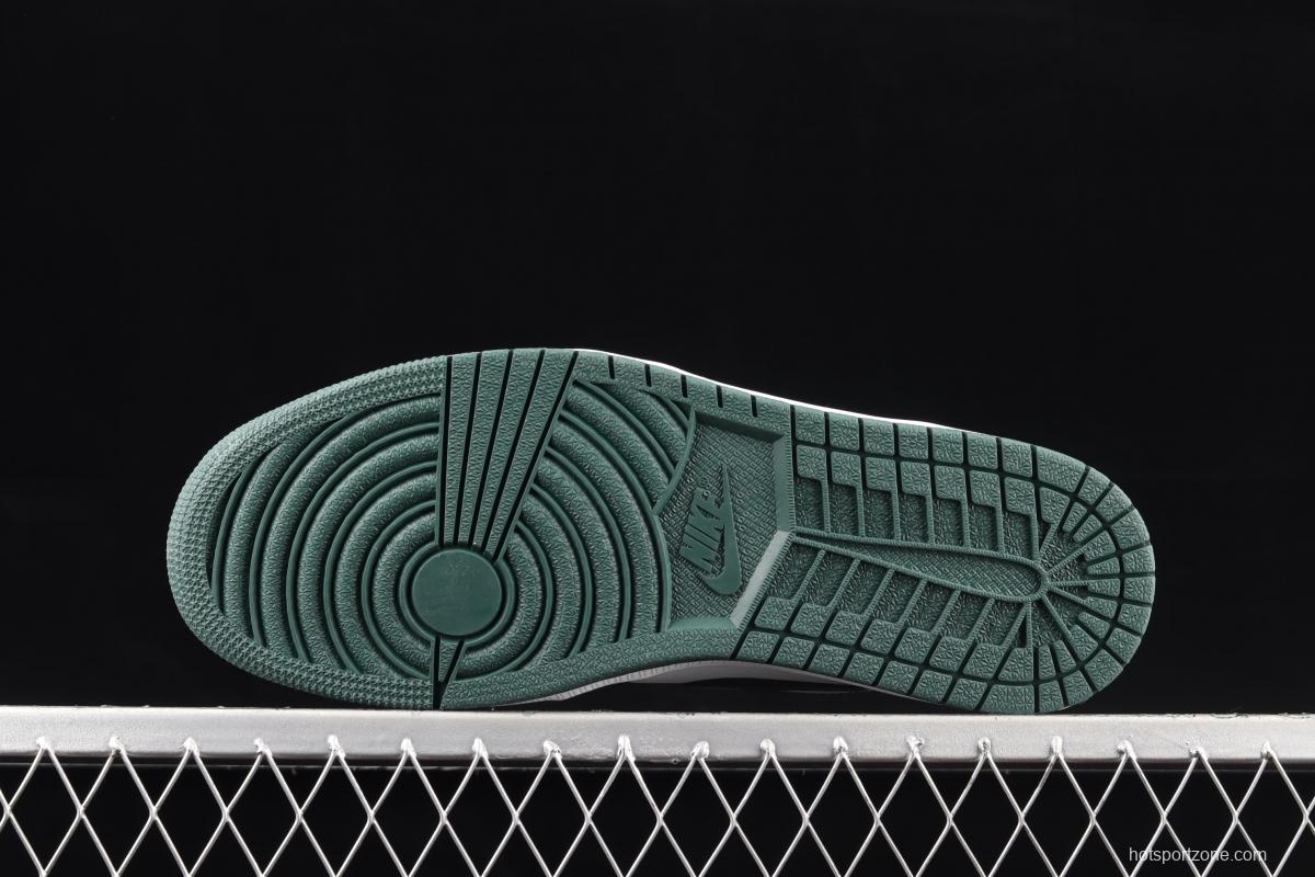 Air Jordan 1 Low black, white and green low-top cultural basketball shoes 553558-371