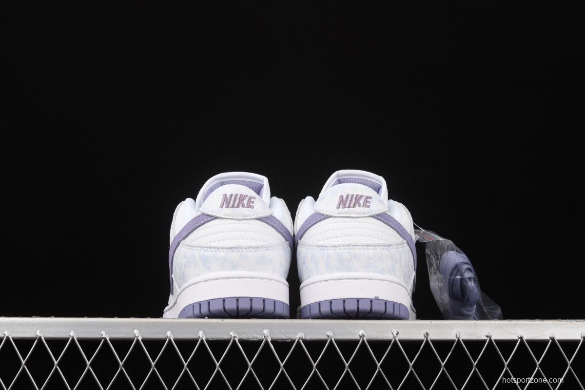 NIKE SB DUNK Low Prm white light purple color SB buckle rebound fashion leisure board shoes DM9467-500