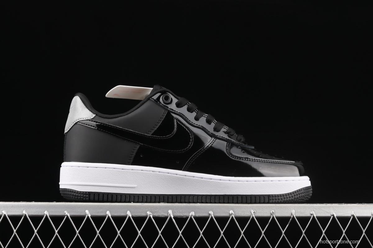 NIKE Air Force 1' 07 Low SE Prm lacquered leather black and white 3M reflective low-top casual board shoes AH6827-001