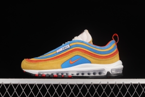 NIKE Air Max 97 SE yellow, blue and red color combination bullet air cushion sports running shoes DH1085-700