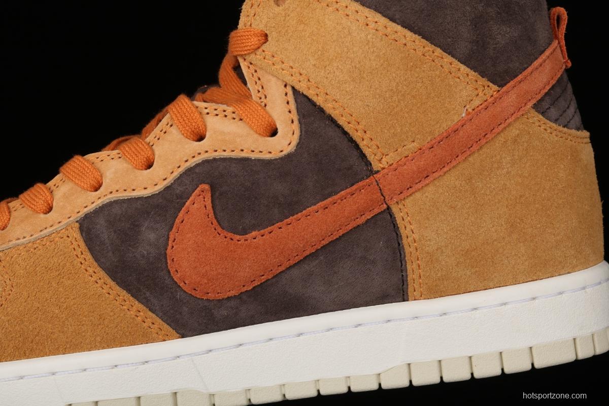 NIKE SB DUNK Hight Dark Russet dirty orange high-top leisure sports skateboard shoes DD1401-200