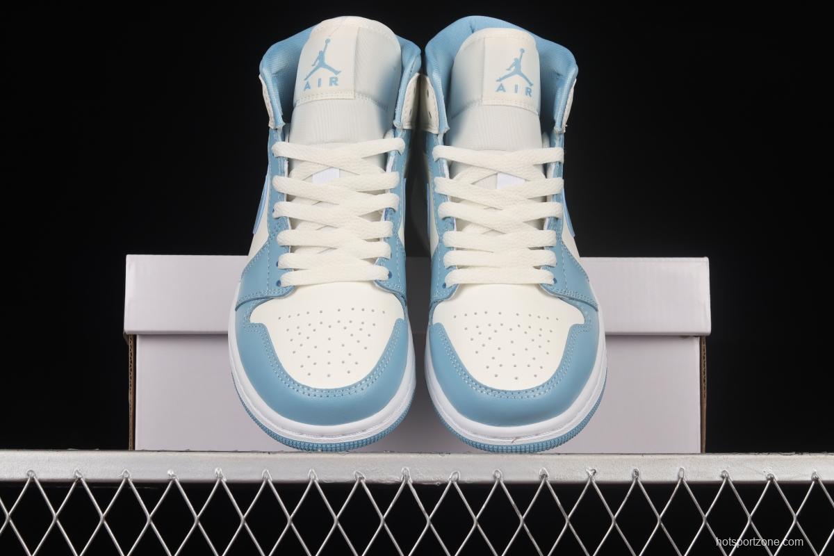 Air Jordan 1 Mid North Carolina Blue Zhongbang Basketball Shoes BQ6472-141