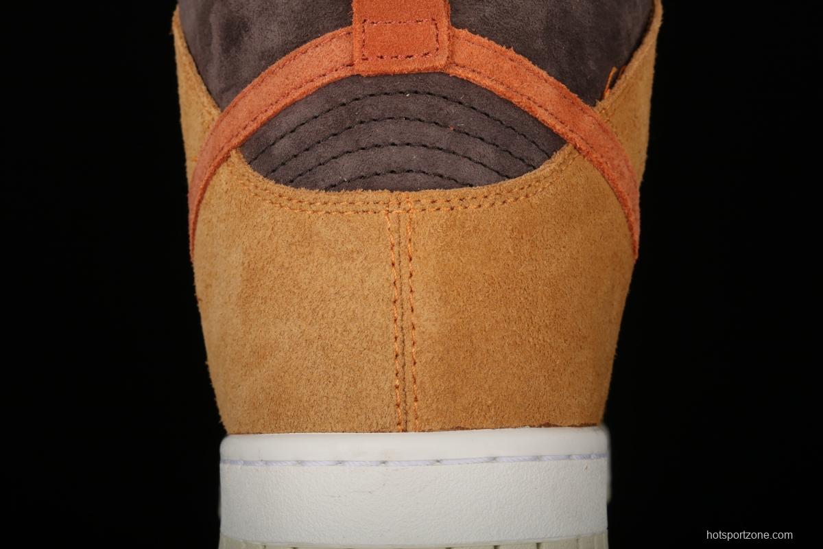 NIKE SB DUNK Hight Dark Russet dirty orange high-top leisure sports skateboard shoes DD1401-200