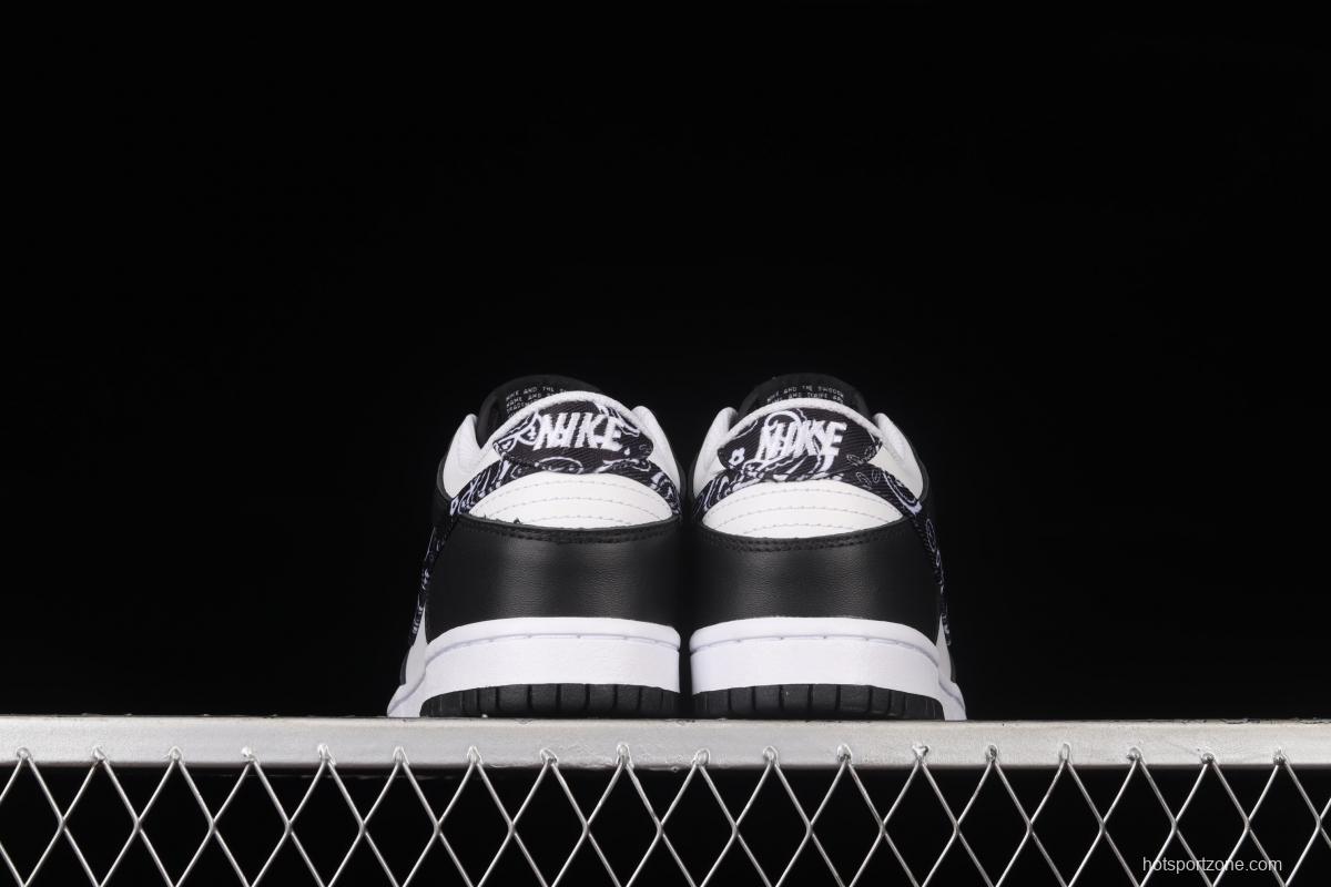 NIKE SB DUNK Low Black Paisley black and white cashew flower SB rebound fashion casual board shoes DH4401-100