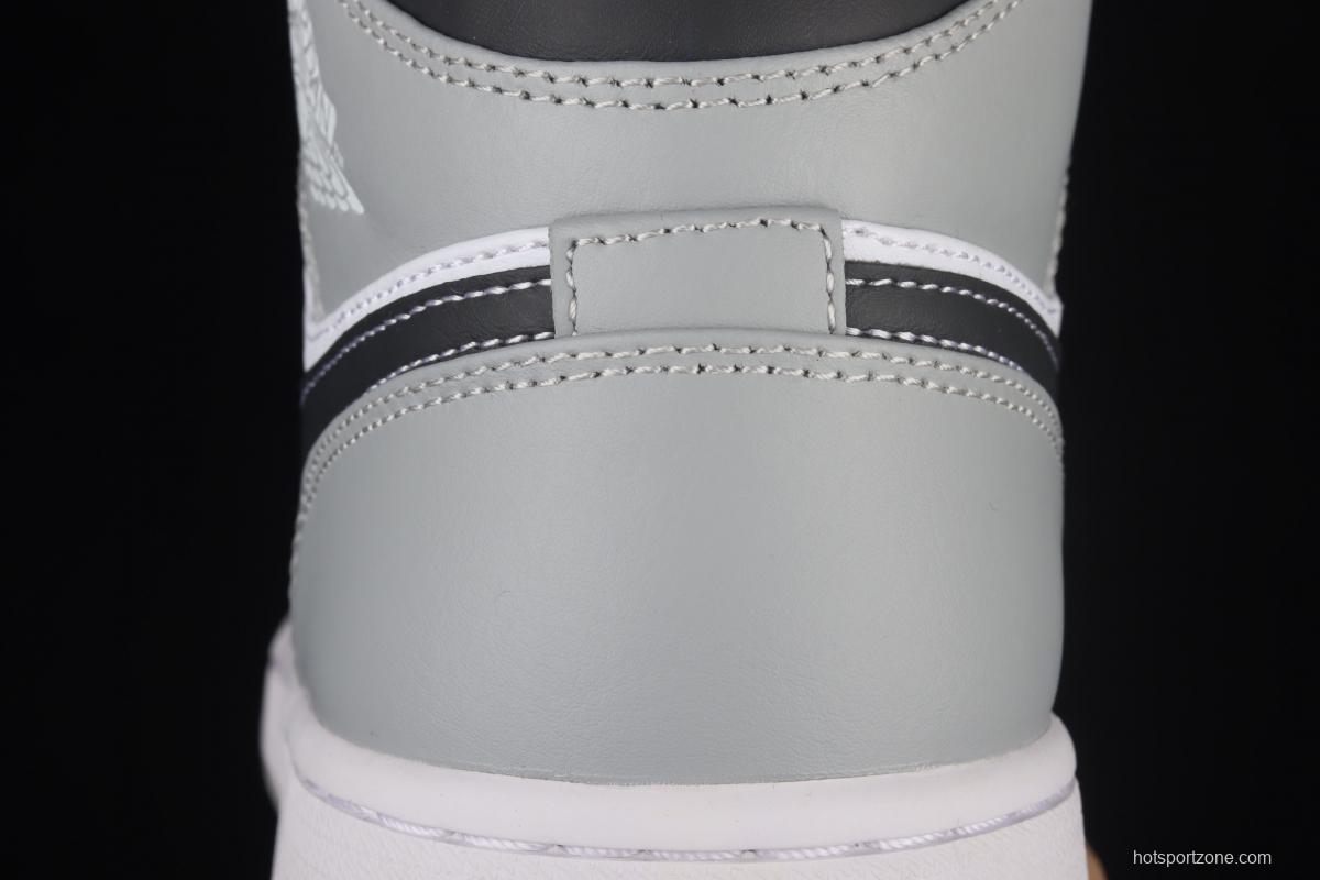 Air Jordan 1 Mid gray-white and black Dior Zhongbang casual board shoes 554724-078