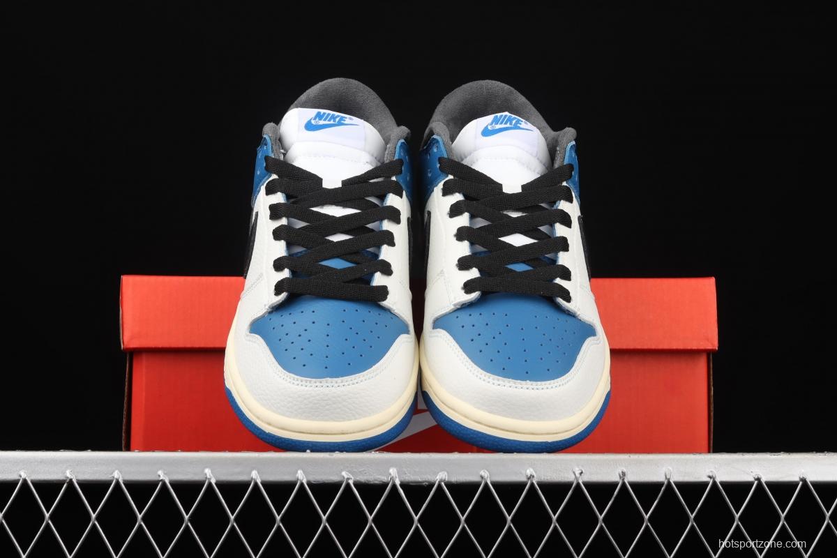 NIKE SB DUNK Low white, blue and black hook SB smash rebounds low upper board shoes DH0957-105