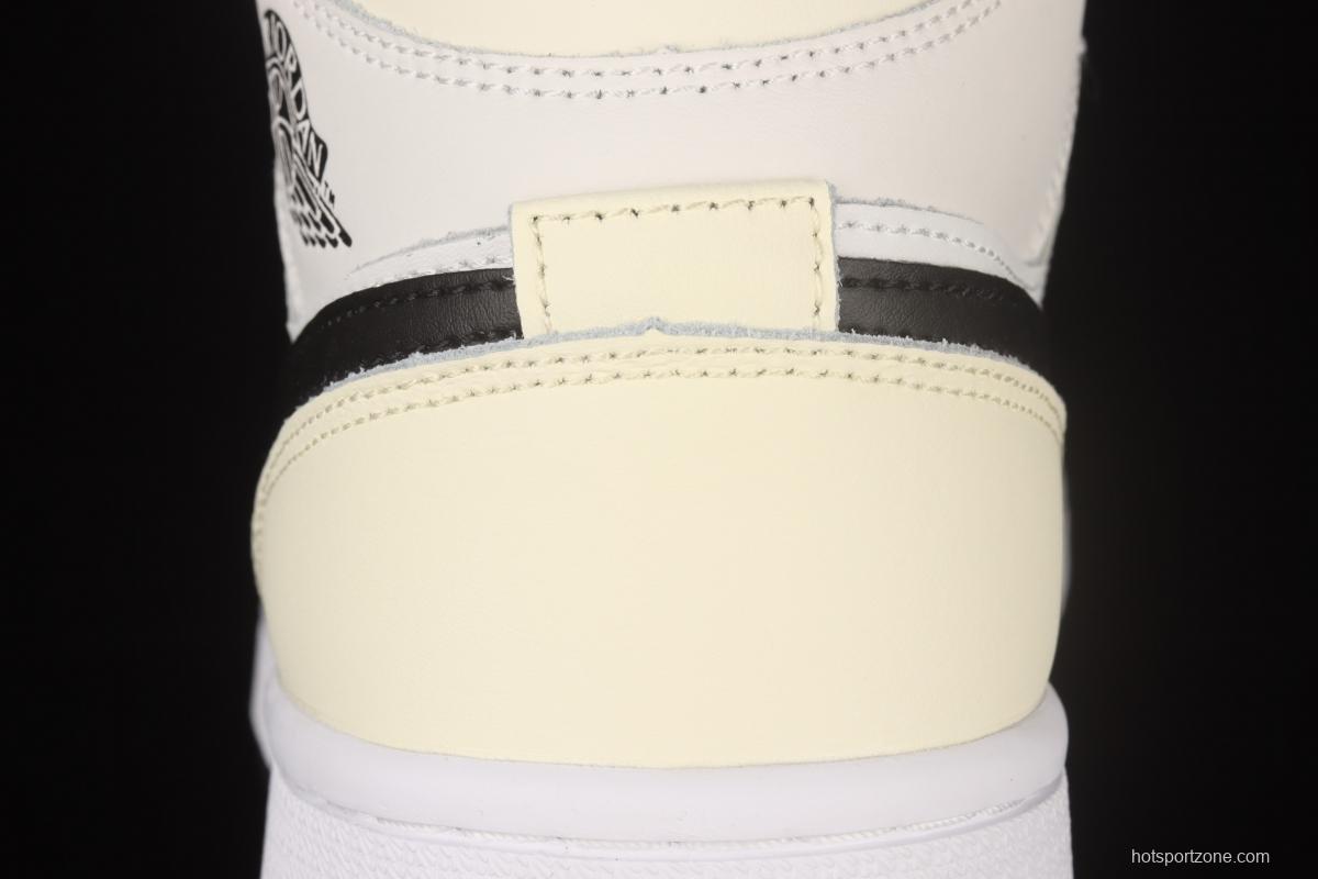 Air Jordan 1 Mid white apricot cream Zhongbang basketball shoes BQ6472-121