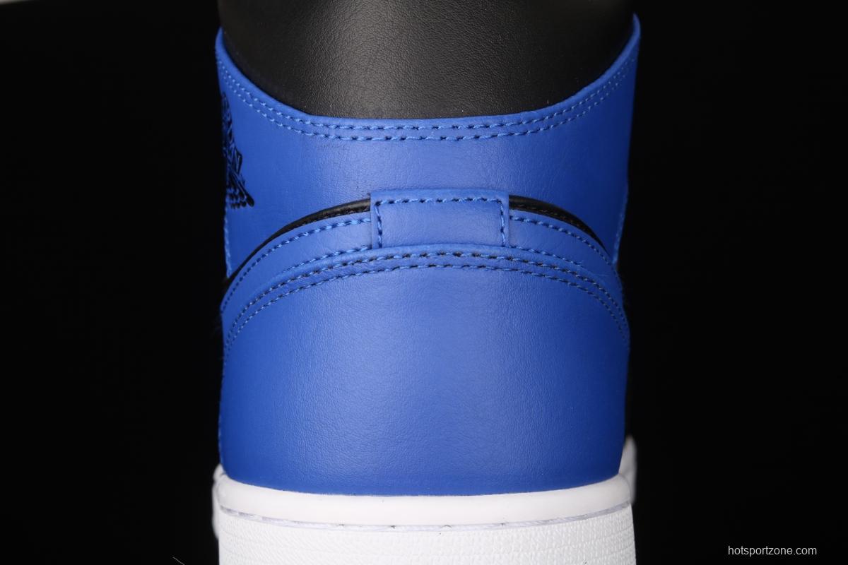 Air Jordan 1 Mid black and blue Zhongbang basketball shoes 554724-077