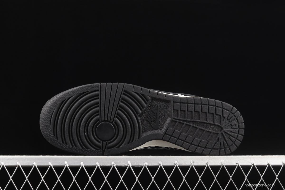 Quartersnacks x NIKE SB DUNK Zebra black and white zebra stripes joint style low-side sports and leisure board shoes DM3510-001