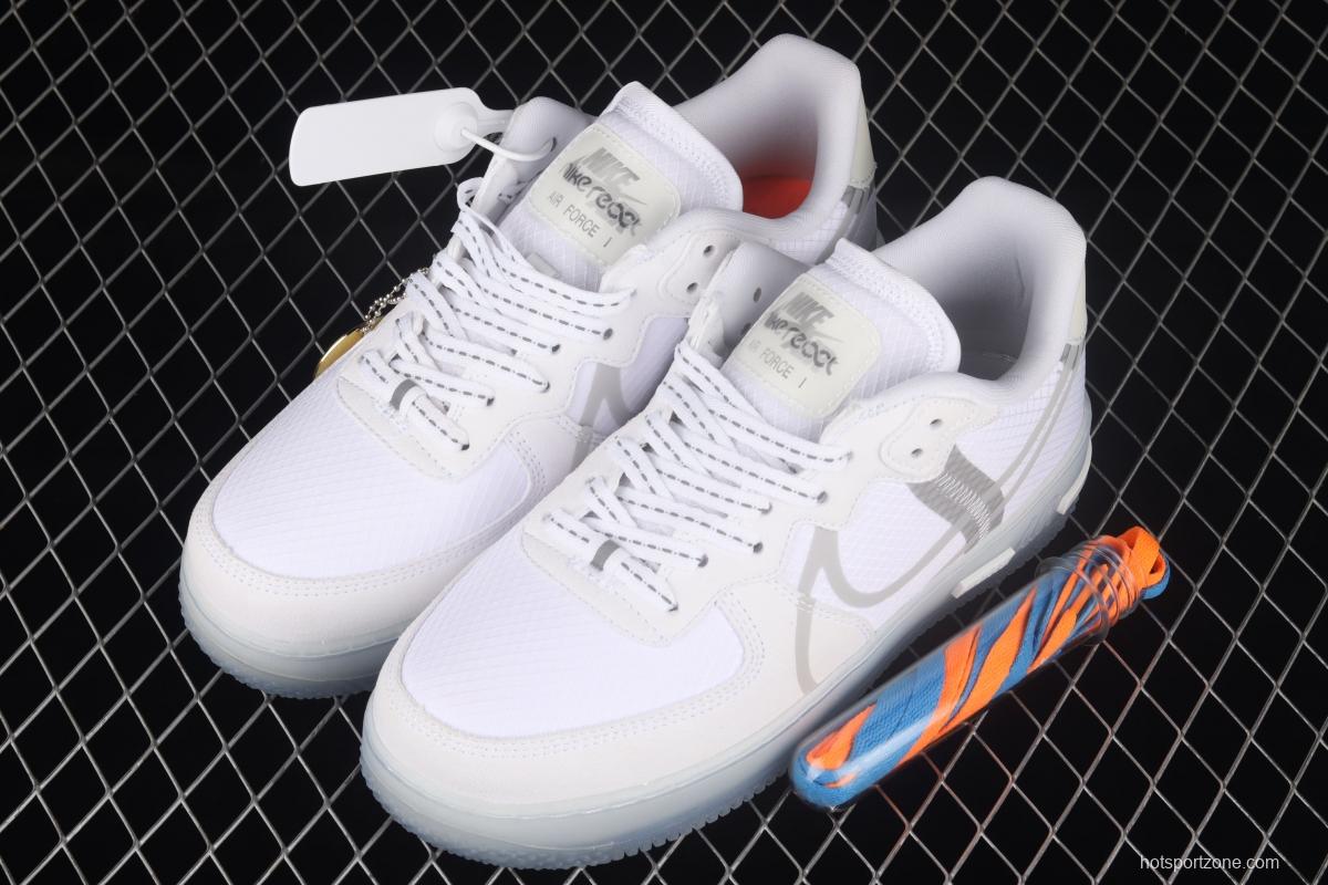 NIKE Air Force 1 React QS Light Bone Analysis of Ice Blue low Upper Board shoes CQ8879-100