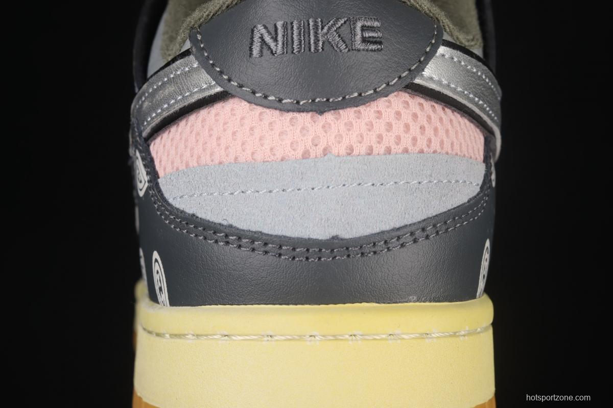NIKE DUNK Scrap stitching and stitching low upper skateboard shoes black gray silver DB0500-200