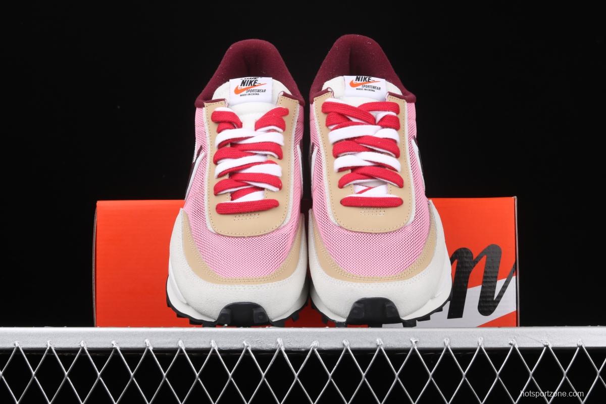 Sacai x NIKE LVD Waffle Daybreak co-signed catwalk style net gauze leather splicing double hook Swoosh running shoes BV0073-700