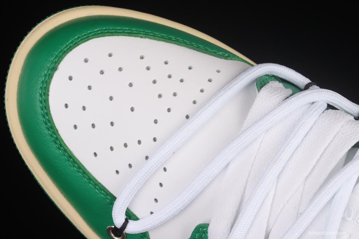 Air Jordan 1 Low Custom Edition White and Green Color Matching Deconstruction Sports Culture Basketball Shoes 553560-129