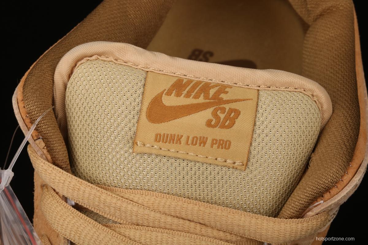 NIKE SB DUNK Low Pro wheat color deciduous yellow low-top sports skateboard shoes 883232-700