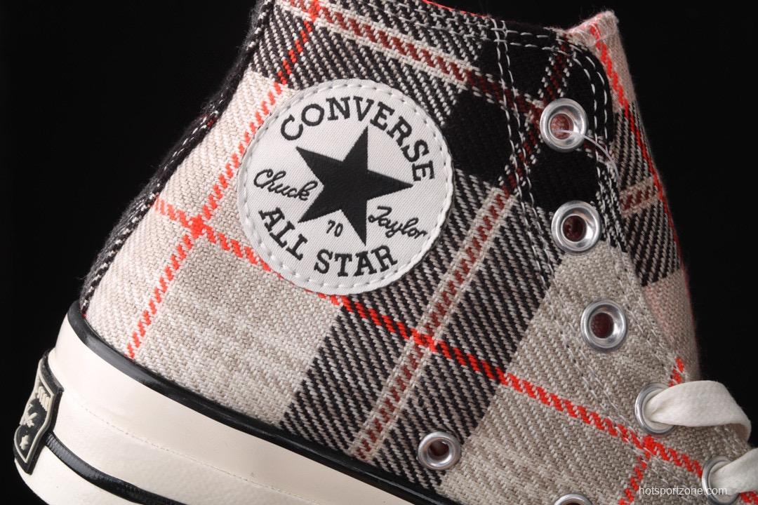Converse 70s Plaid Scottish plaid fresh vintage casual board shoes 166495C
