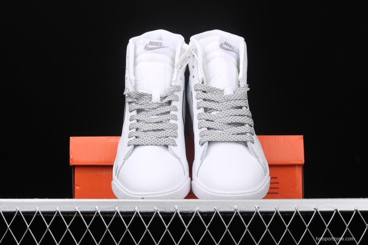 NIKE Blazer Retro Trail Blazers 3M reflective all-white high-top casual board shoes 845054-106