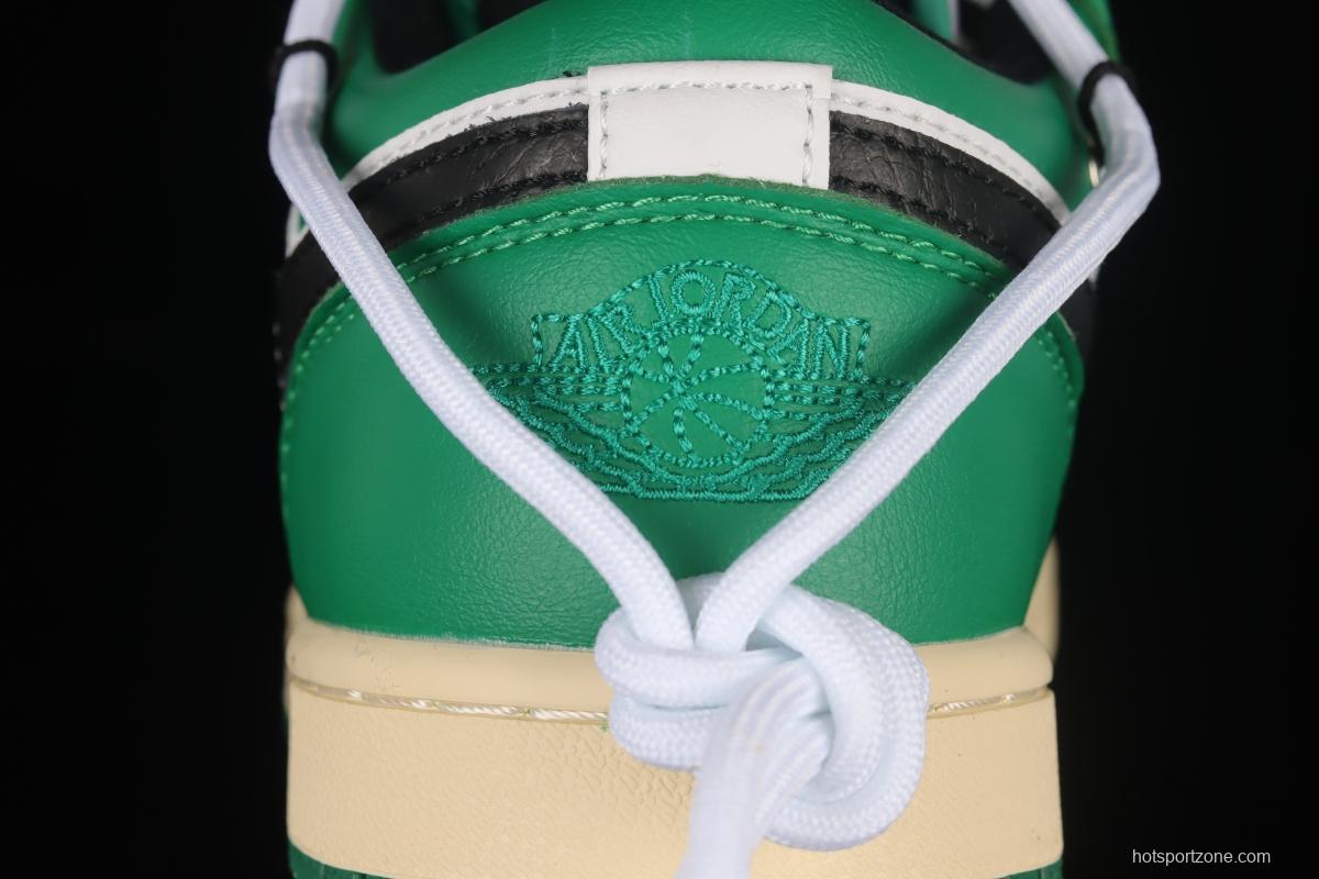 Air Jordan 1 Low Custom Edition White and Green Color Matching Deconstruction Sports Culture Basketball Shoes 553560-129