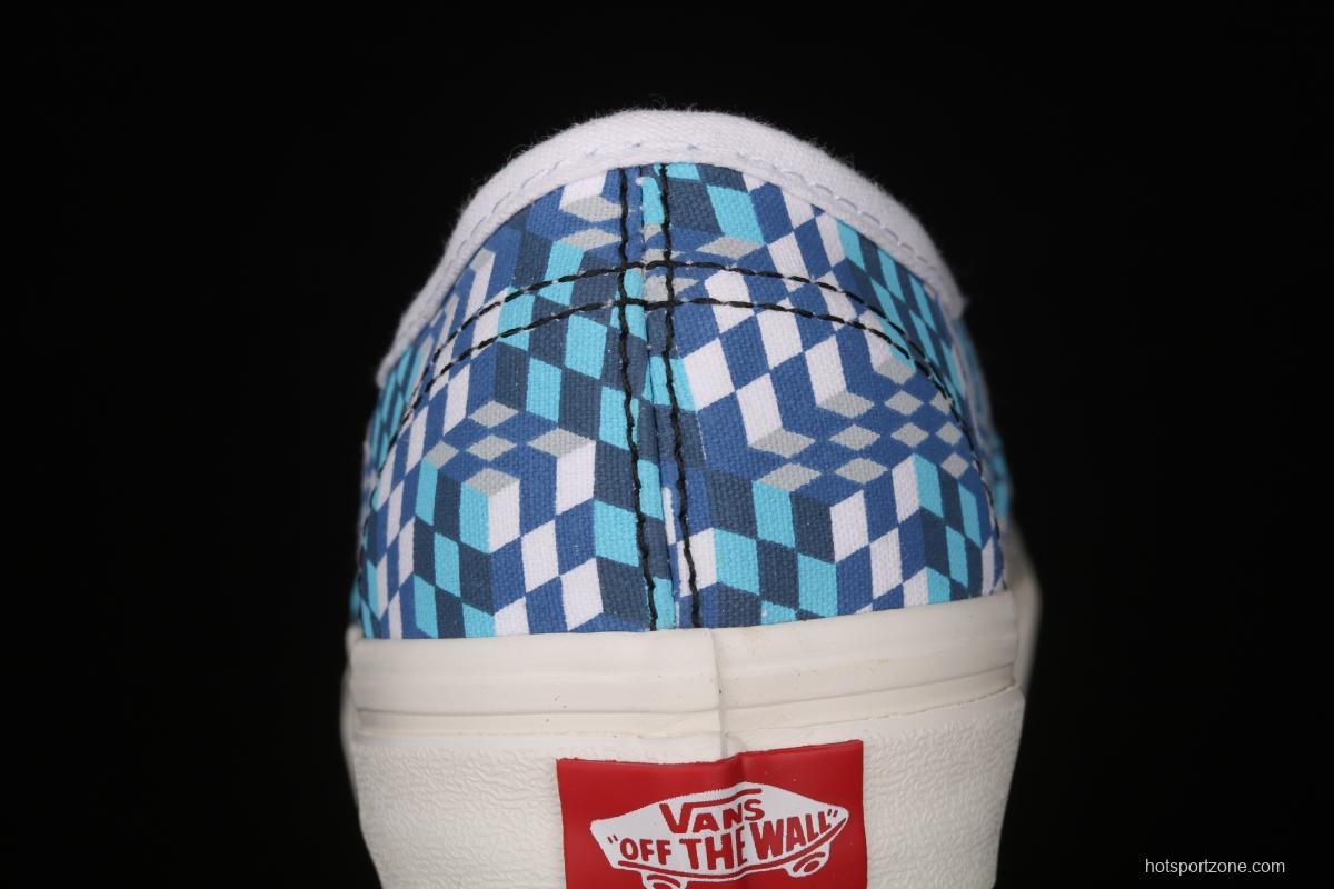 DOE x Vans Authentic chessboard blue and white low-top casual board shoes VN0A4ODU2DJ