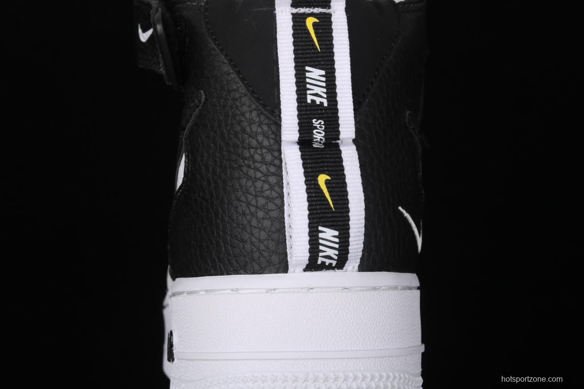 NIKE Air Force 1 Mid'07 Lv8 white and black simple edition OW letter casual board shoes 804609-103