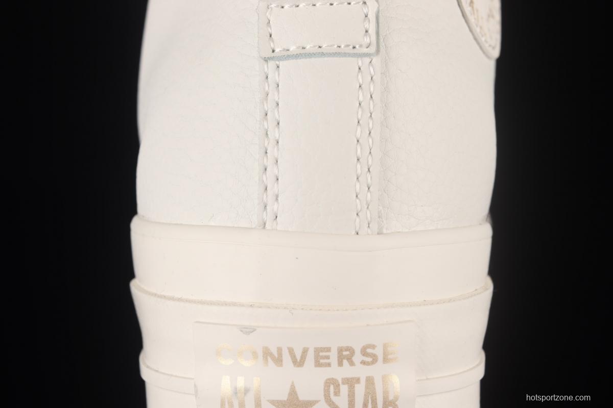 Converse Converse vanilla gold foil ice cream heightened thick soles and high upper canvas shoes 572574C