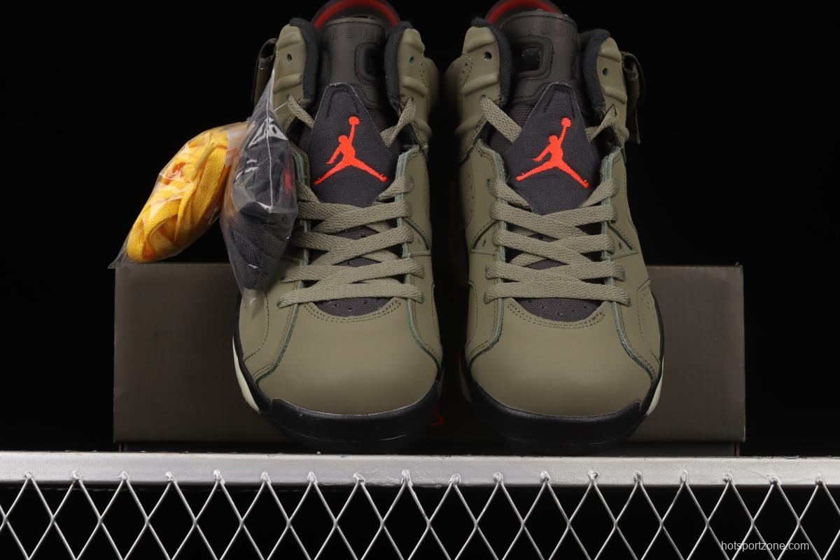 Travis Scott x Air Jordan 6 TS joint name Pocket Army Green Basketball shoes CN1084-200