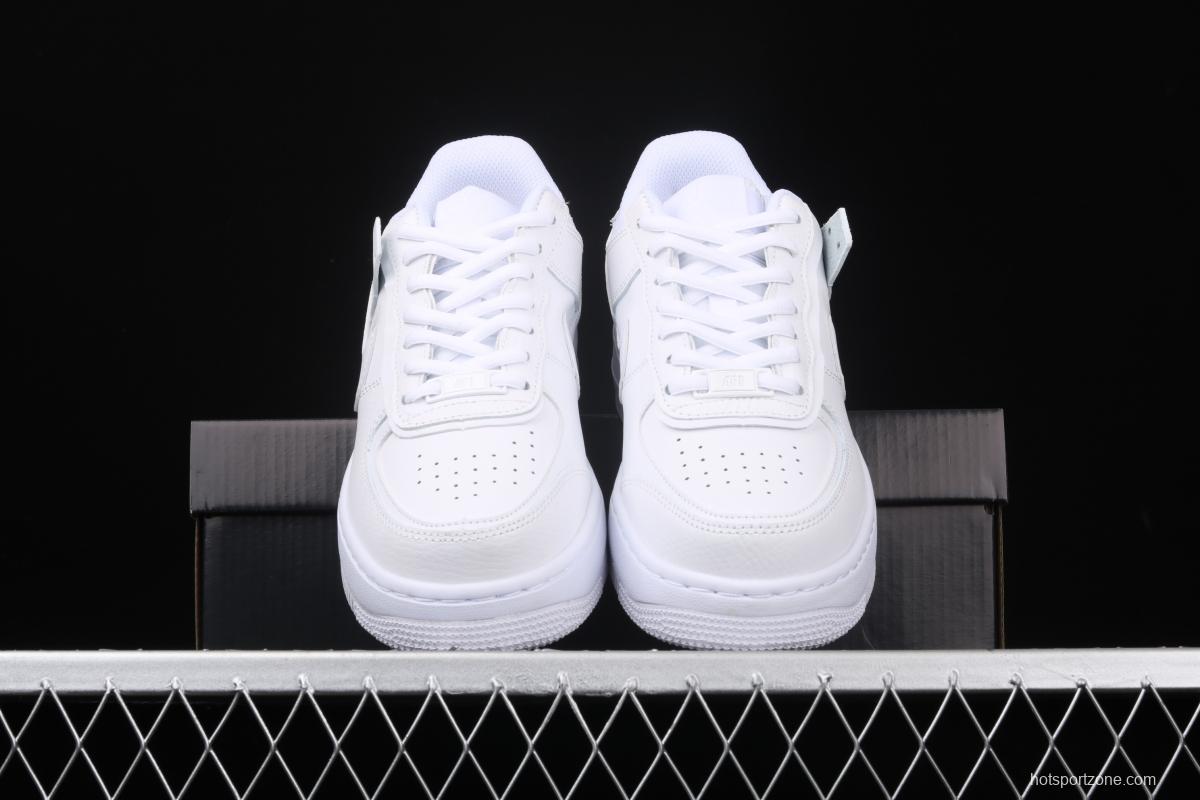 NIKE Air Force 1 ShAdidasow all white light weight heightened low-top white board shoes CI0919-100