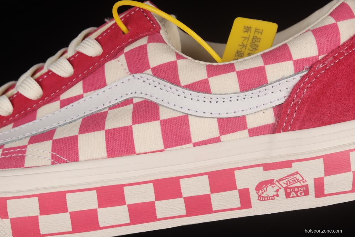Vans Style 36 Anaheim Pink and White Checkerboard Low Help Casual Board Shoes VN0A38GF2U9