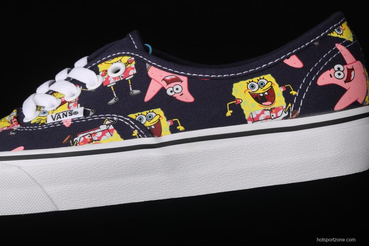 SpongeBob x Vans Comfycush Authentic 2021 joint color printing cartoon customized low-side vulcanized canvas leisure sports board shoes VN0A3WM7YZ1