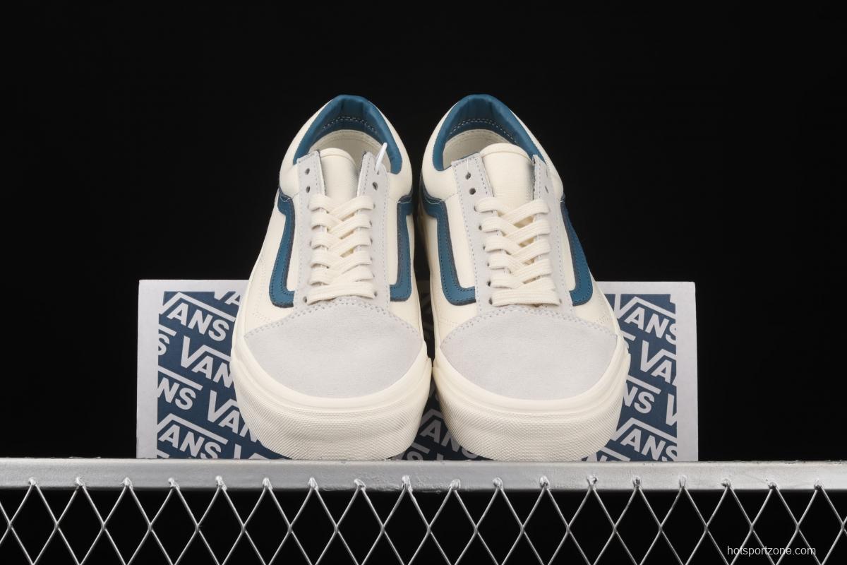 Vans Old Skool Lx white suede inner blue leather spliced canvas retro casual shoes VN0A38G1QKK