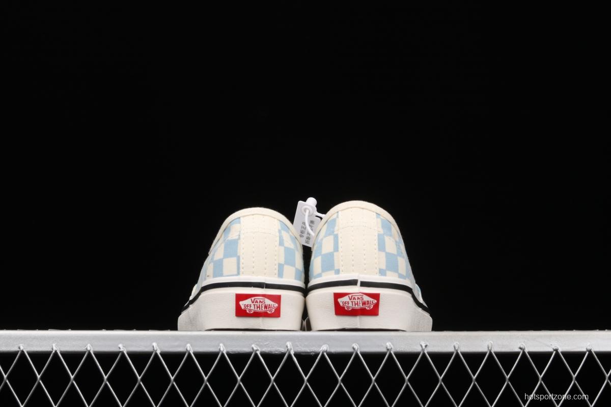 Vans Authentic 44 DX Anaheim milk blue and white checkerboard plaid low upper canvas shoes VN0A54F241J