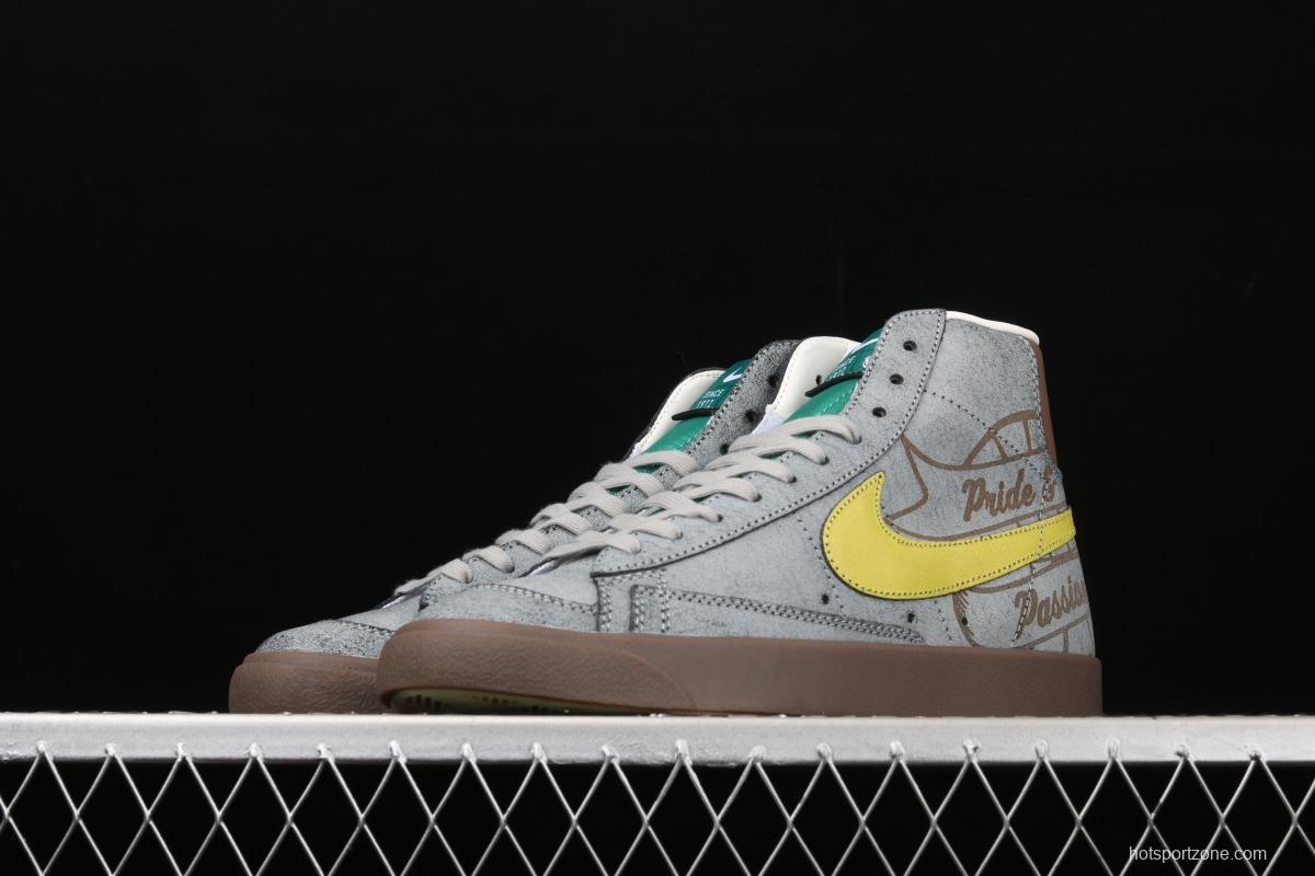 NIKE Blazer Mid'77 Motivation Limited Edition SB Gray Yellow Leisure Board shoes CW6016-100