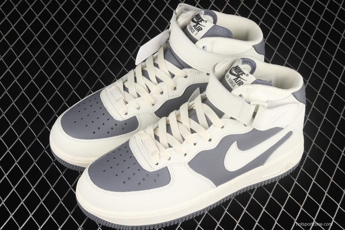 NIKE Air Force 1 Mid'07 Rice White Grey medium-top casual board shoes LZ6819-609