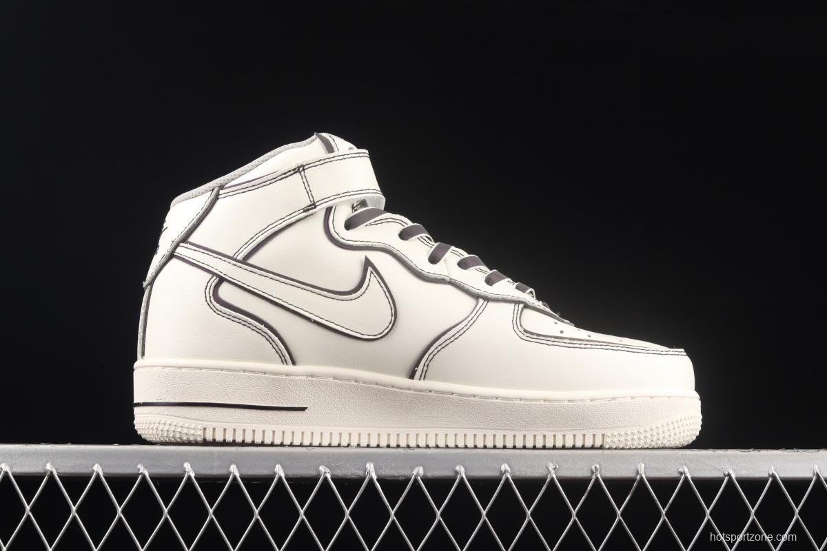 NIKE Air Force 1x 07 Mid laser rice white 3M reflective medium side leisure sports board shoes AQ2898-008