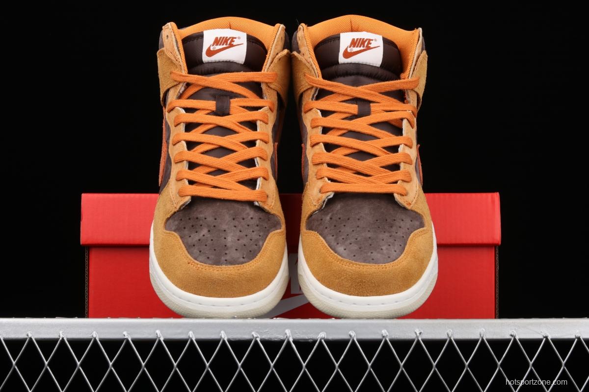 NIKE SB DUNK Hight Dark Russet dirty orange high-top leisure sports skateboard shoes DD1401-200