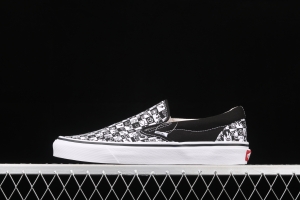 Vans Classics Slip-On lazy black-and-white graffiti printed low-top shoes VN000EYEBWW