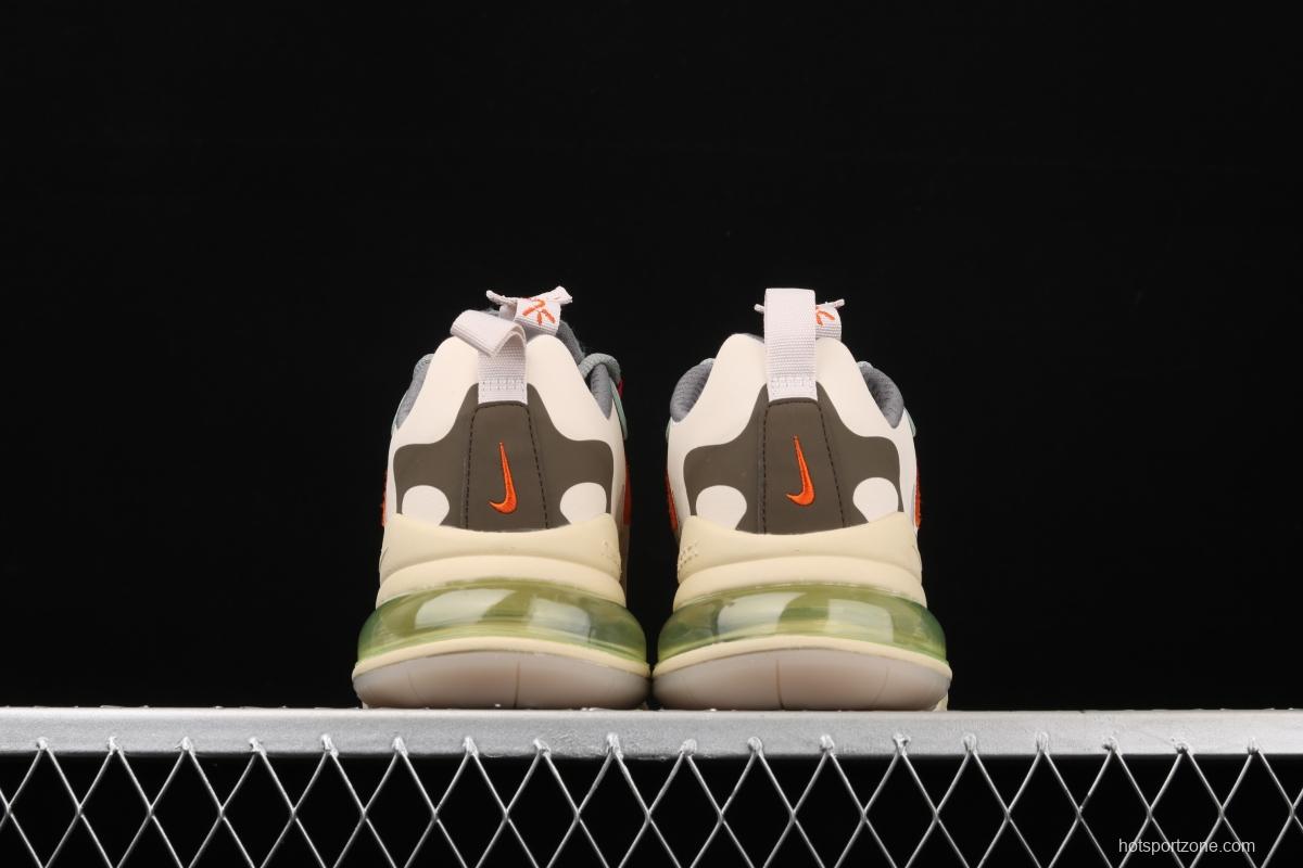 Travis Scott x NIKE Air Max 270React joint style light cream barb white blue orange air cushion running shoes CV2414-200